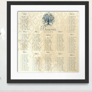 Teal Tree Distressed Lace Damask Seating Chart