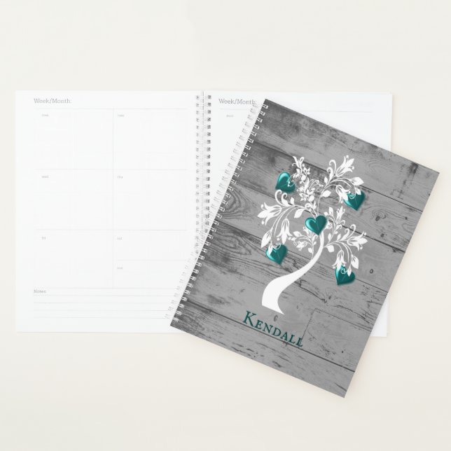 Teal Tree of Hearts Personalised Planner (Display)