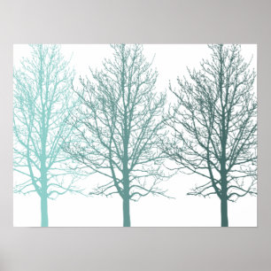 Teal Trees Poster