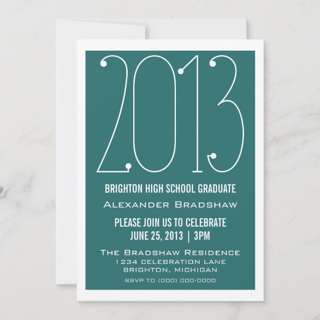 Teal Trendy 2013 Graduation Invitation (Front)