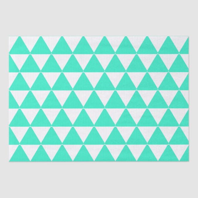 Teal triangles white pattern  tissue paper (Front)