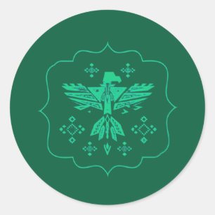 Teal tribal Eagle Classic Round Sticker