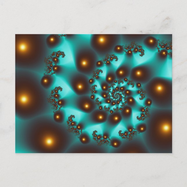 Teal Trippy Abstract Fine Art Fractal Postcard (Front)