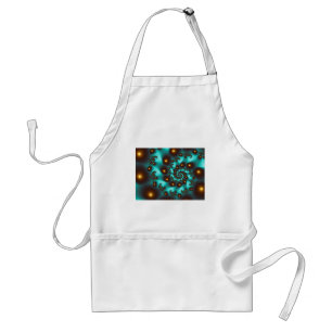 Teal Trippy Abstract Fine Art Fractal Standard Apron