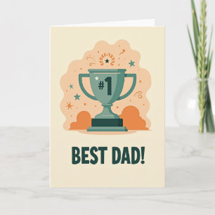 Teal Trophy Best Dad Card