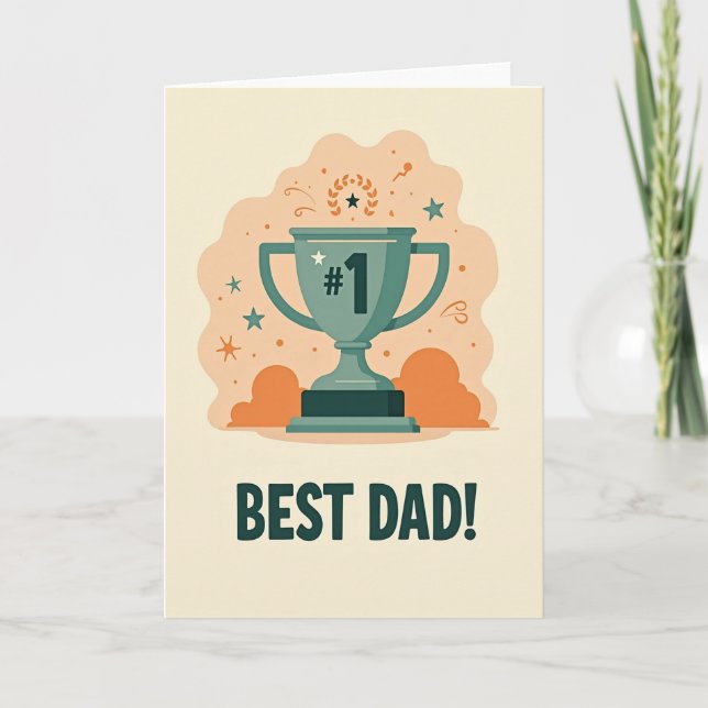 Teal Trophy Best Dad Card (Front)