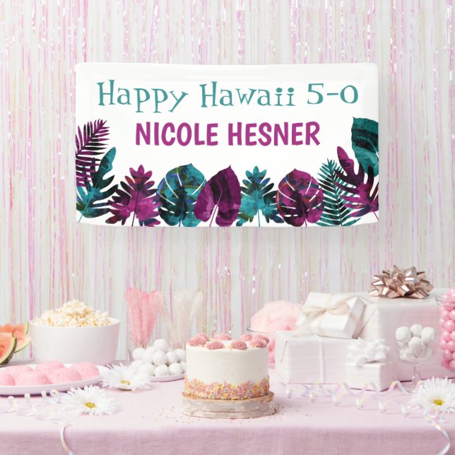 Teal, Tropical Berry Pink Hawaii 5-0 50th Banner (Party)