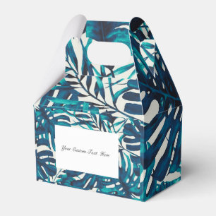 Teal Tropical Palm Leaves Summer Island Wedding Favour Box