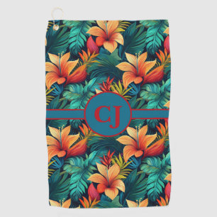 Teal Tropical Paradise Golf Towel