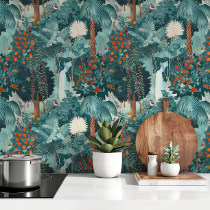 Teal Tropical Paradise Wallpaper