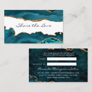 Teal - Turquoise and Gold Agate Referral Card