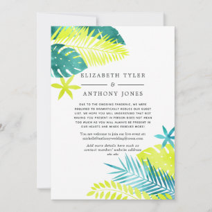 Teal - Turquoise and Lemon Tropical Guest List Announcement