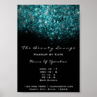 Teal Turquoise Blue Black White Confetti Sequin