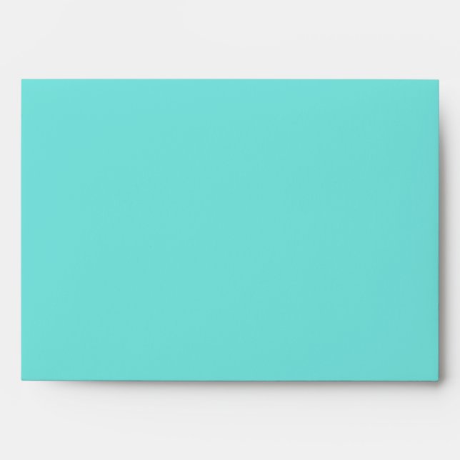 Teal Turquoise Blue & Bow Wedding Envelope (Front)