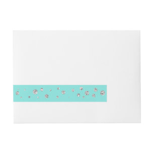 Teal Turquoise Blue & Bow Wedding Wraparound Address Label