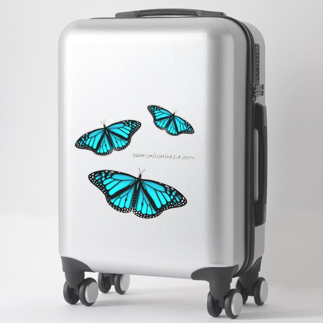 teal turquoise blue butterfly (Suitcase)