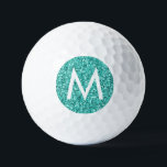 Teal Turquoise Blue Personalised Initial  Golf Balls<br><div class="desc">Teal Blue-Green Turquoise Faux Glitter Design on Custom-Printed Golf Balls with a Modern Monogram Initial,  perfect gift for the ladies and girls golf lovers.</div>