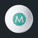 Teal Turquoise Blue Personalised Initial  Golf Balls<br><div class="desc">Teal Blue-Green Turquoise Faux Glitter Design on Custom-Printed Golf Balls with a Modern Monogram Initial,  perfect gift for the ladies and girls golf lovers.</div>
