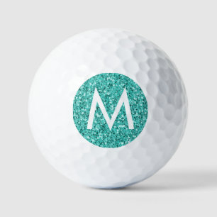 Teal Turquoise Blue Personalised Initial  Golf Balls