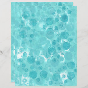 Teal Turquoise Bubbles on White Scrapbook Paper