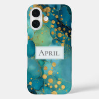 Teal, Turquoise & Gold Marble