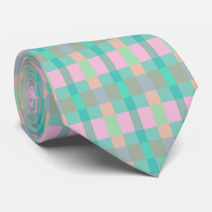 Teal Turquoise Green Blue Pink Pattern Neck Tie