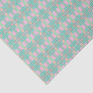 Teal Turquoise Green Blue Pink Pattern Neck Tie Tissue Paper
