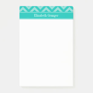 Teal Turquoise LG Chevron Teal Name Monogram Post-it Notes