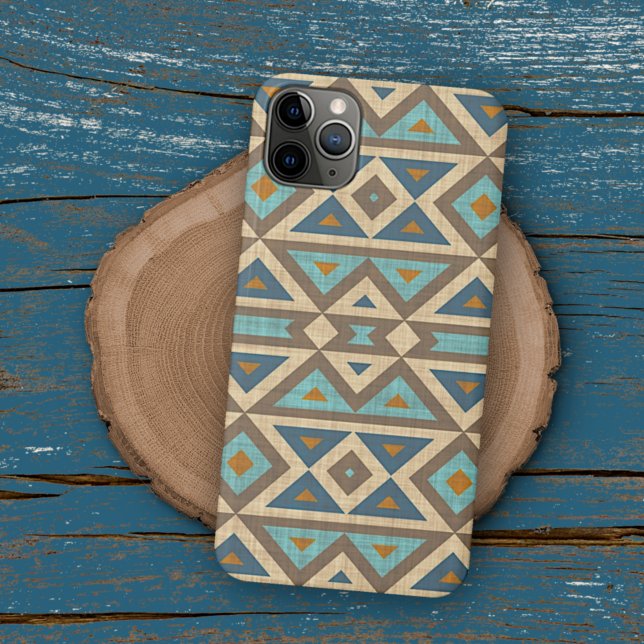 Teal Turquoise Orange Brown American Indian Art iPhone Case (Creator Uploaded)