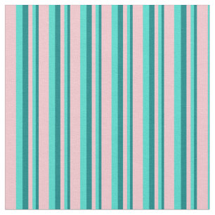 Teal, Turquoise & Pink Stripes/Lines Pattern Fabric