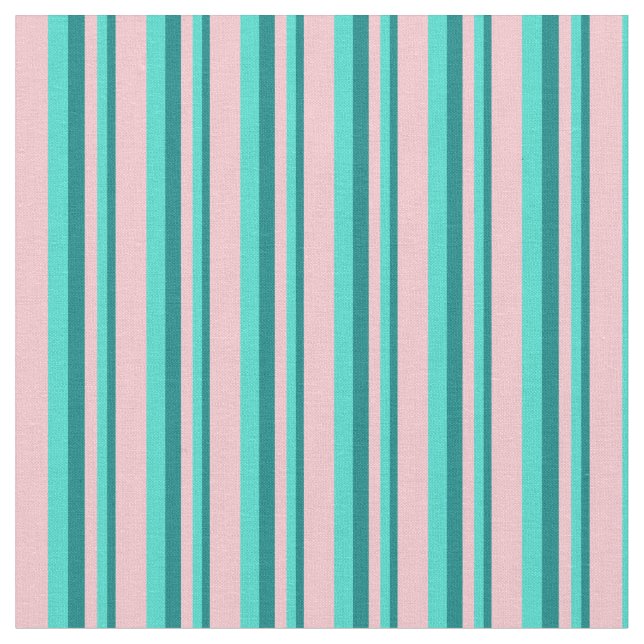 Teal, Turquoise & Pink Stripes/Lines Pattern Fabric (Close Up)