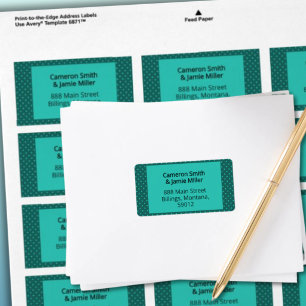 Teal Turquoise Polka Dots Address Label