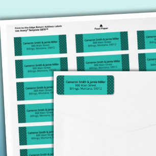 Teal Turquoise Polka Dots Return Address Label
