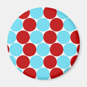 Teal Turquoise Red Big Polka Dots Pattern Gifts Magnet
