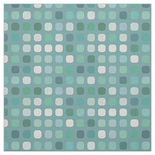 Teal Turquoise Retro Chic Round Squares Pattern Fabric