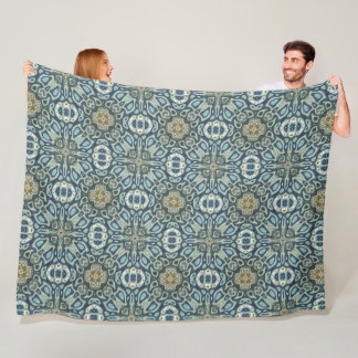 Teal Turquoise Seafoam Green Bohemian Tribe Art Fleece Blanket