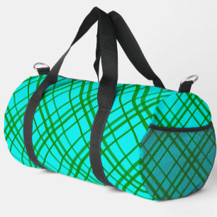 Teal Turquoise Tartan Plaid Pattern Design Duffle Bag