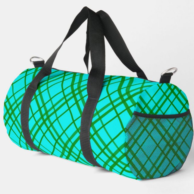 Teal Turquoise Tartan Plaid Pattern Design  Duffle Bag (Creator Uploaded)
