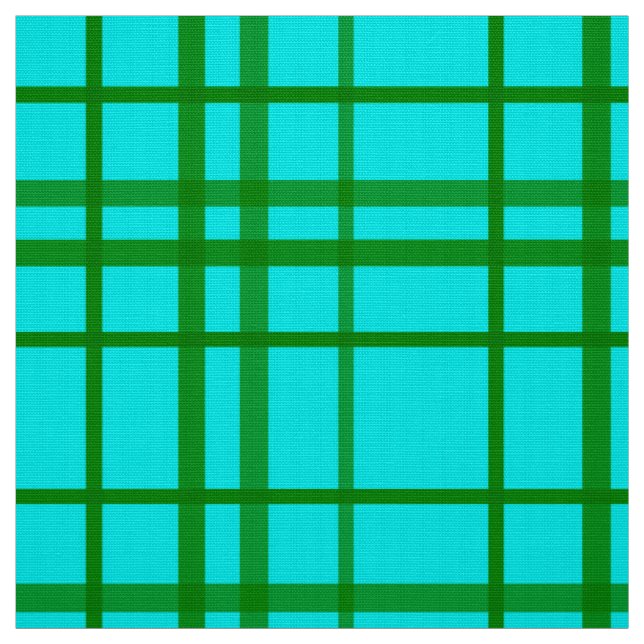 Teal Turquoise Tartan Plaid Pattern Design  Fabric (Swatch)