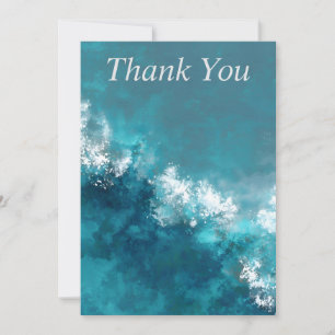 Teal, Turquoise & White Abstract Thank You Card