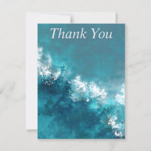 Teal, Turquoise & White Abstract Thank You Card