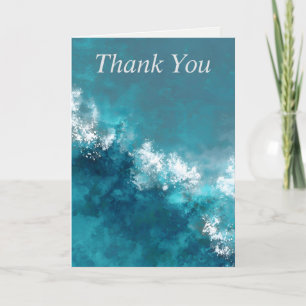 Teal, Turquoise & White Abstract Thank You Card