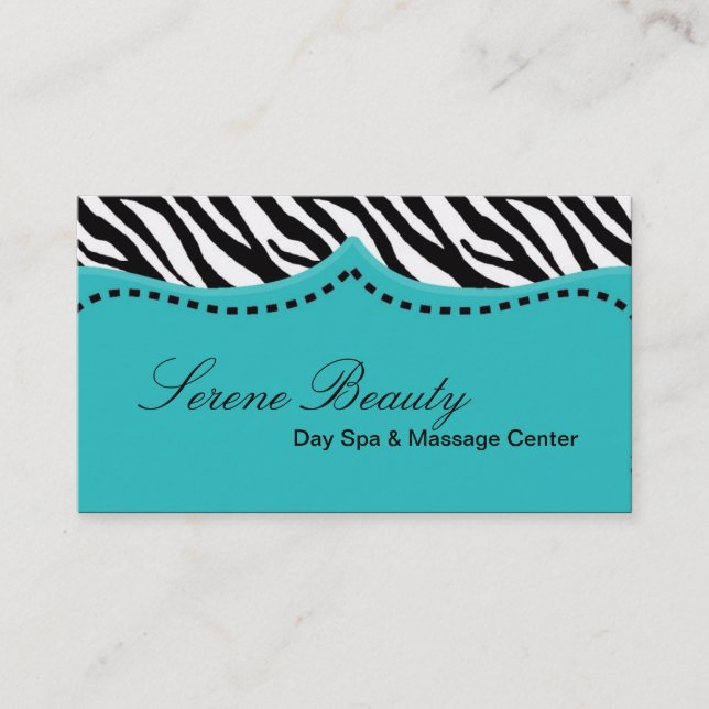 Teal Turquoise Zebra Print Animal Business Card (Front)