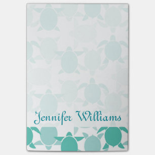 Teal Turtle Pattern   Add Your Name Post-it Notes