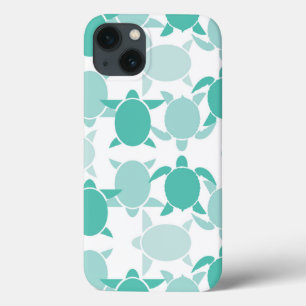 Teal Turtle Pattern iPhone 13 Case