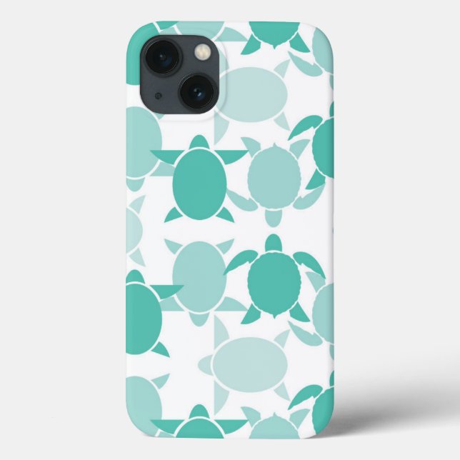 Teal Turtle Pattern Case-Mate iPhone Case (Back)