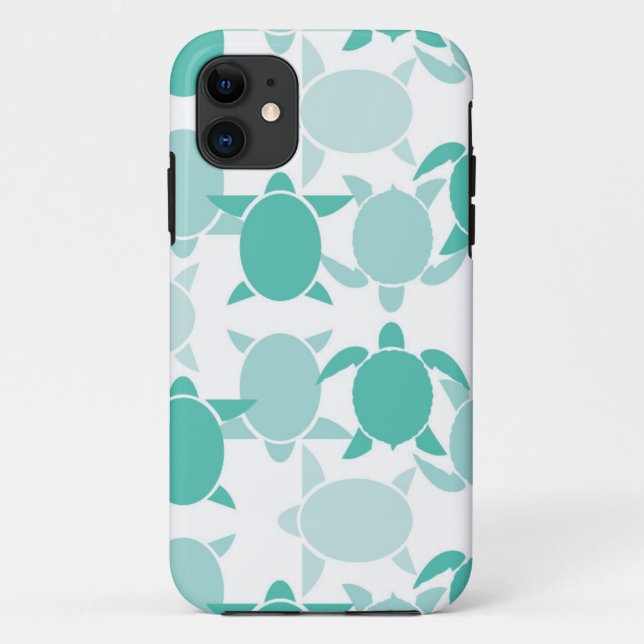 Teal Turtle Pattern Case-Mate iPhone Case (Back)