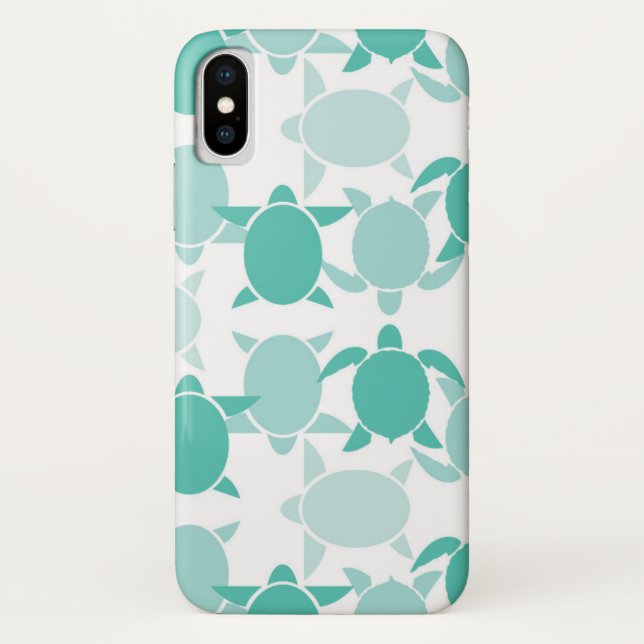 Teal Turtle Pattern Case-Mate iPhone Case (Back)