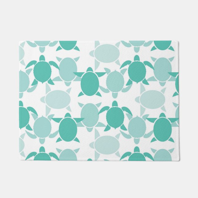 Teal Turtle Pattern Doormat (Front)