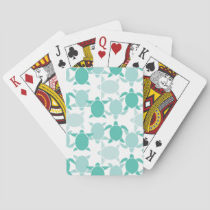 Teal Turtle Pattern Playing Cards